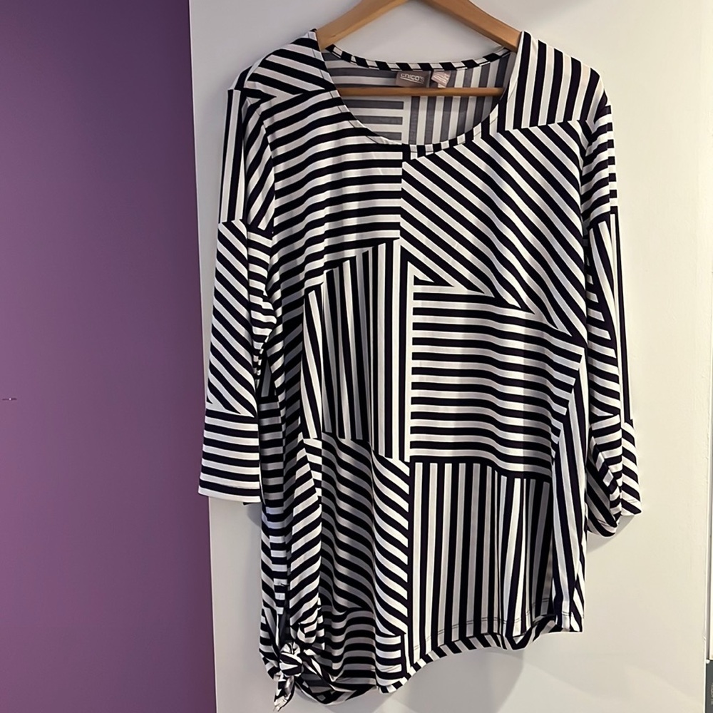 Chico’s dark purple and white blouse size 3
